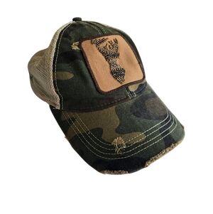 Camouflage Trucker Hat with Deer Patch